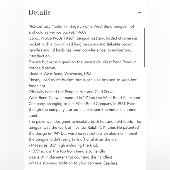 Vintage West Bend Aluminum Penguin Hot & Cold Server Made in USA - Picture 10 of 11